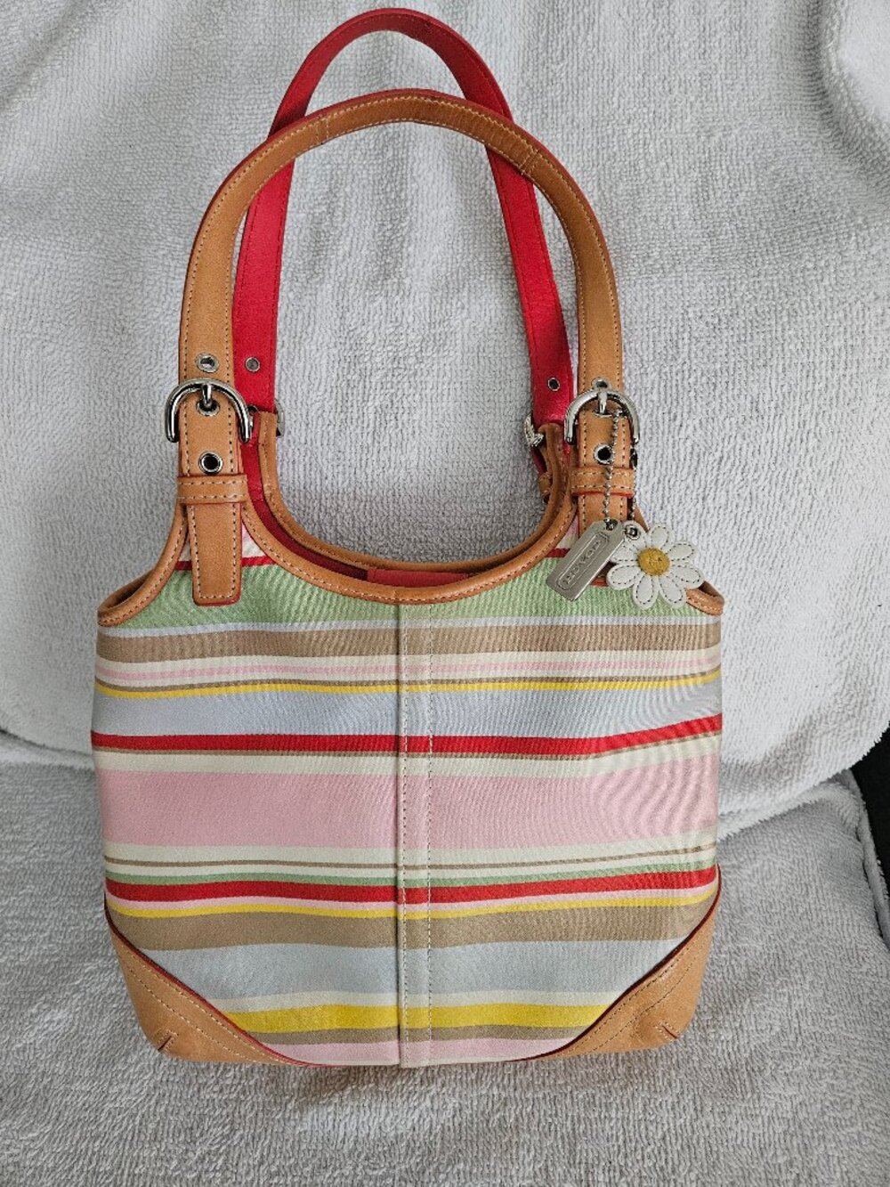 Coach Vintage Soho Hampton Daisy Pastel Stripe Hobo Bag